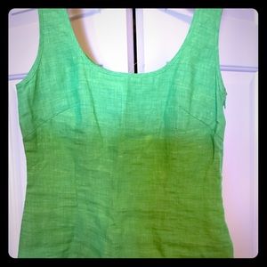 Escada Linen Tank Top Green Side Zip EUR34